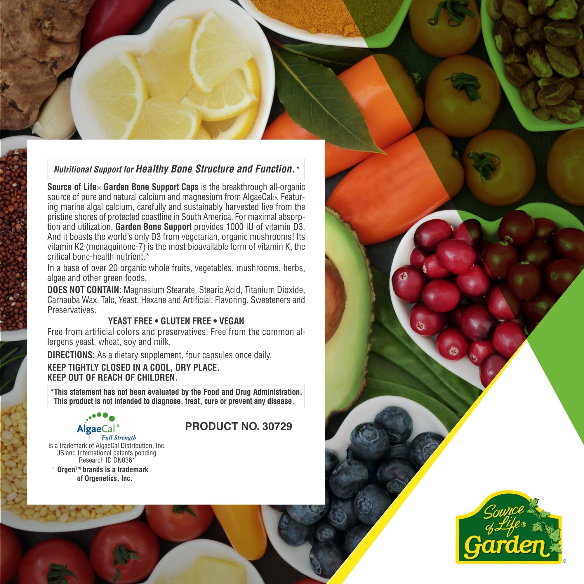 Bottle showing 120 vegan capsules