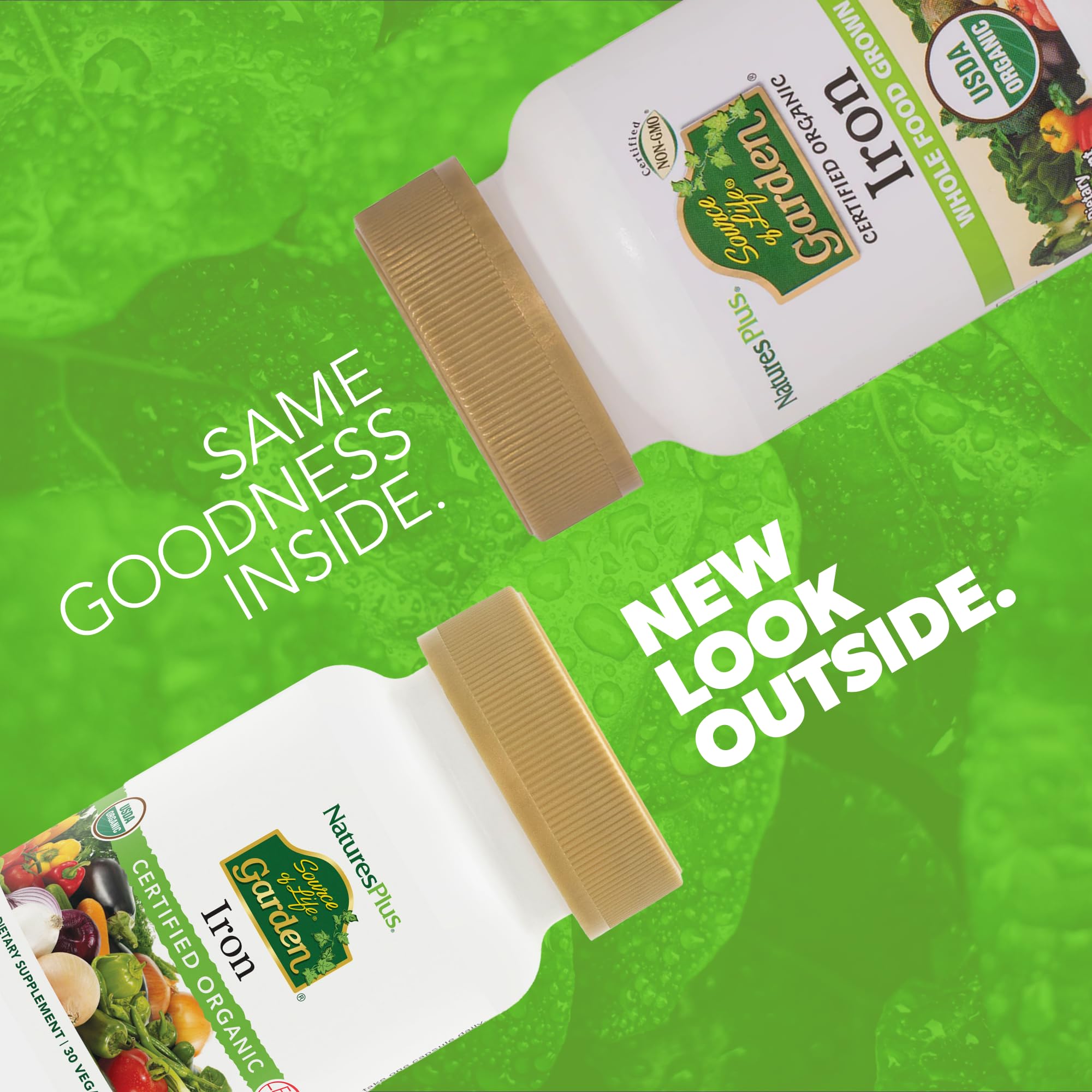 Back label detailing ingredients and iron content