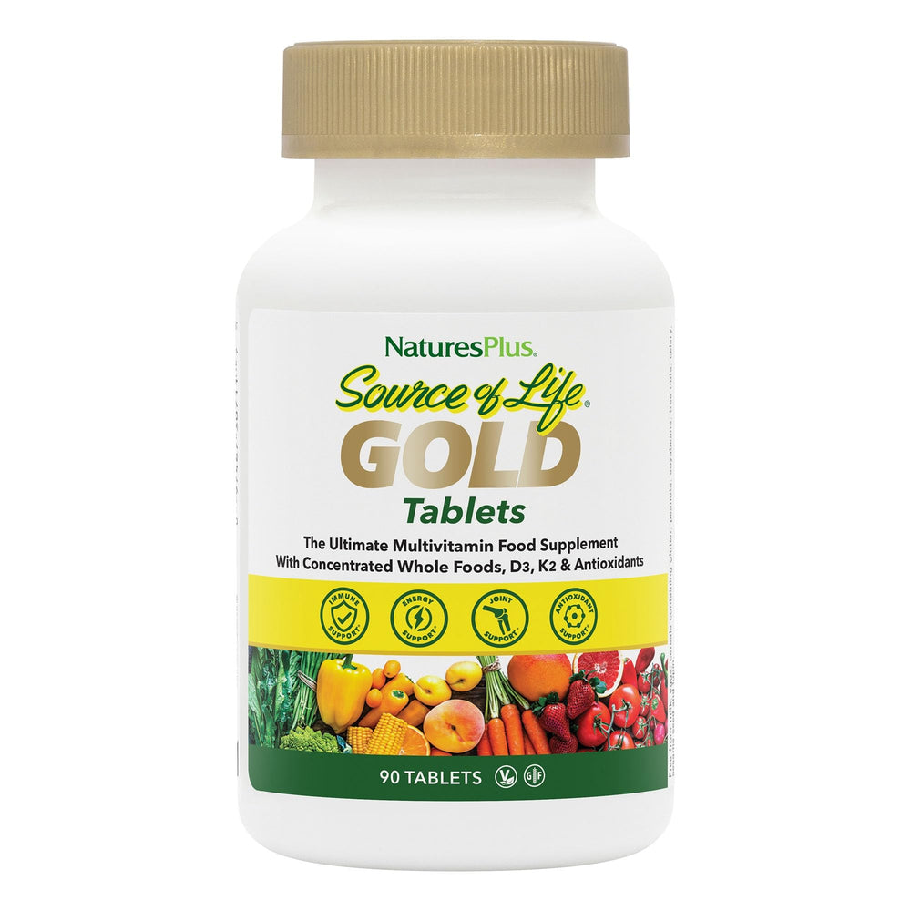 Front view of NaturesPlus Source of Life Gold Multivitamin bottle