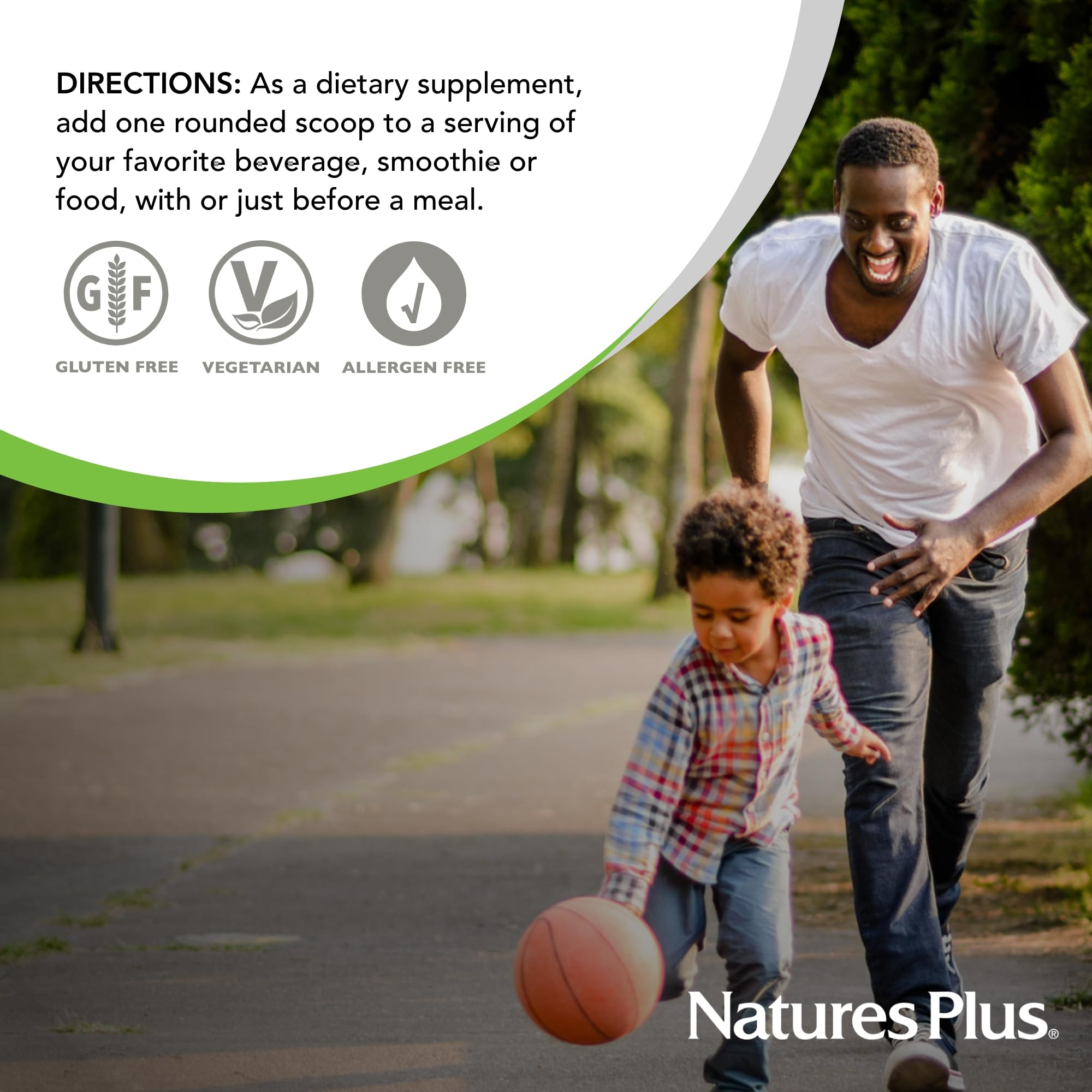 Bottle of NaturesPlus Source of Life Gold Drink Mix on kitchen counter