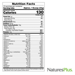 Nutrition facts panel for 0.97 lb can of Source of Life GOLD Energy Shake