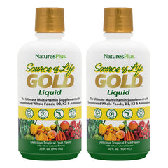 Front view of NaturesPlus Source of Life Gold liquid multivitamin bottle (30 oz)
