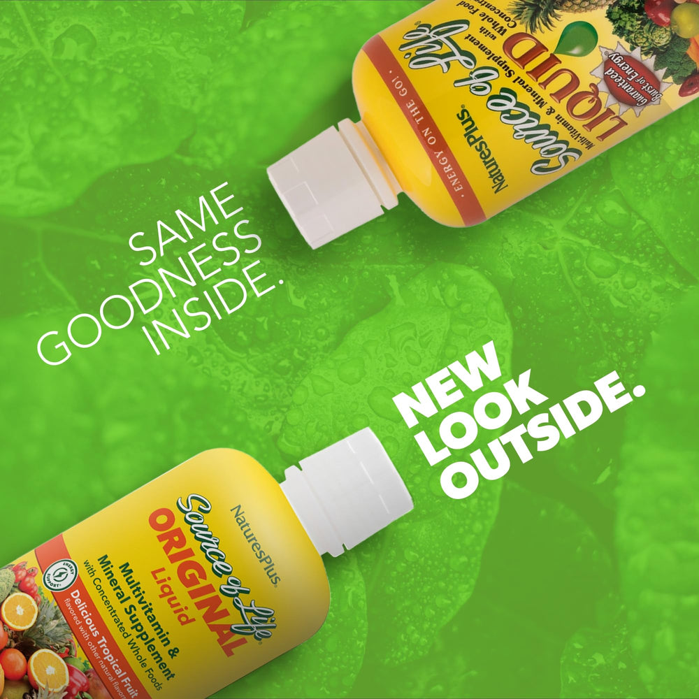 Label for NaturesPlus Source of Life Liquid Tropical Fruit