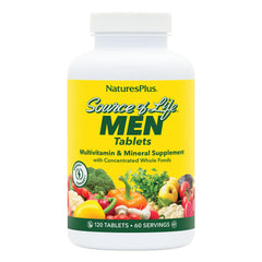NaturesPlus Source of Life Men bottle showing 120 tablets and 60 servings