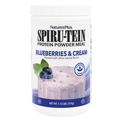 Front view of NaturesPlus SPIRU-TEIN Blueberries & Cream 1.12 lb