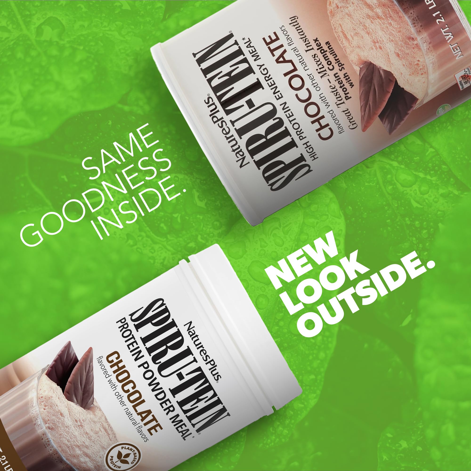 NaturesPlus Spiru-Tein Chocolate protein powder back nutrition label