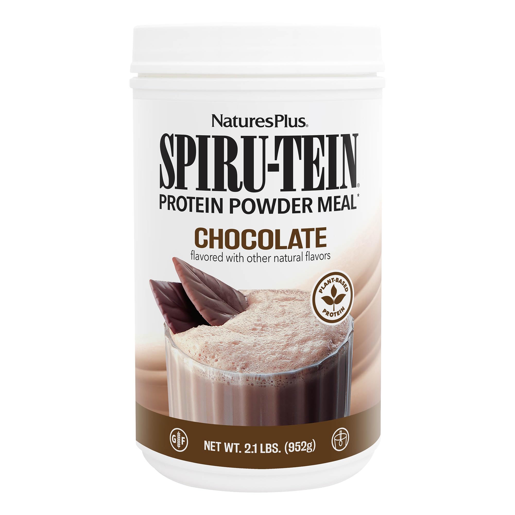 NaturesPlus Spiru-Tein Chocolate protein powder 2.1 lb front label