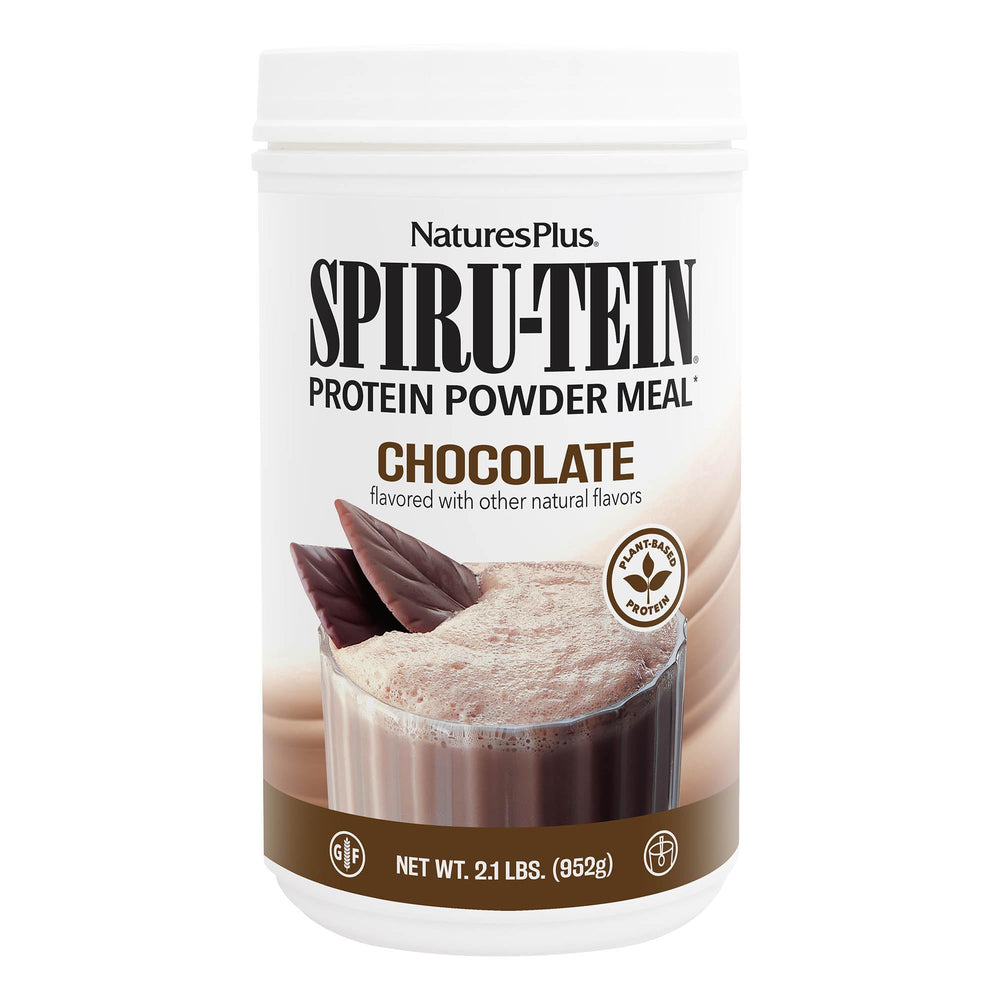 NaturesPlus Spiru-Tein Chocolate protein powder 2.1 lb front label