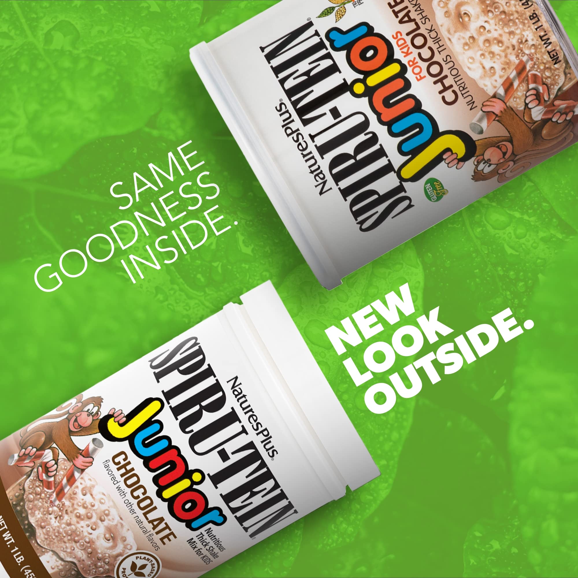 SPIRU-TEIN Junior Chocolate scoop shows serving size for kids