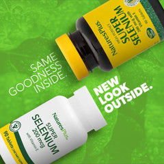 Close-up of label showing 200 mcg selenium per tablet