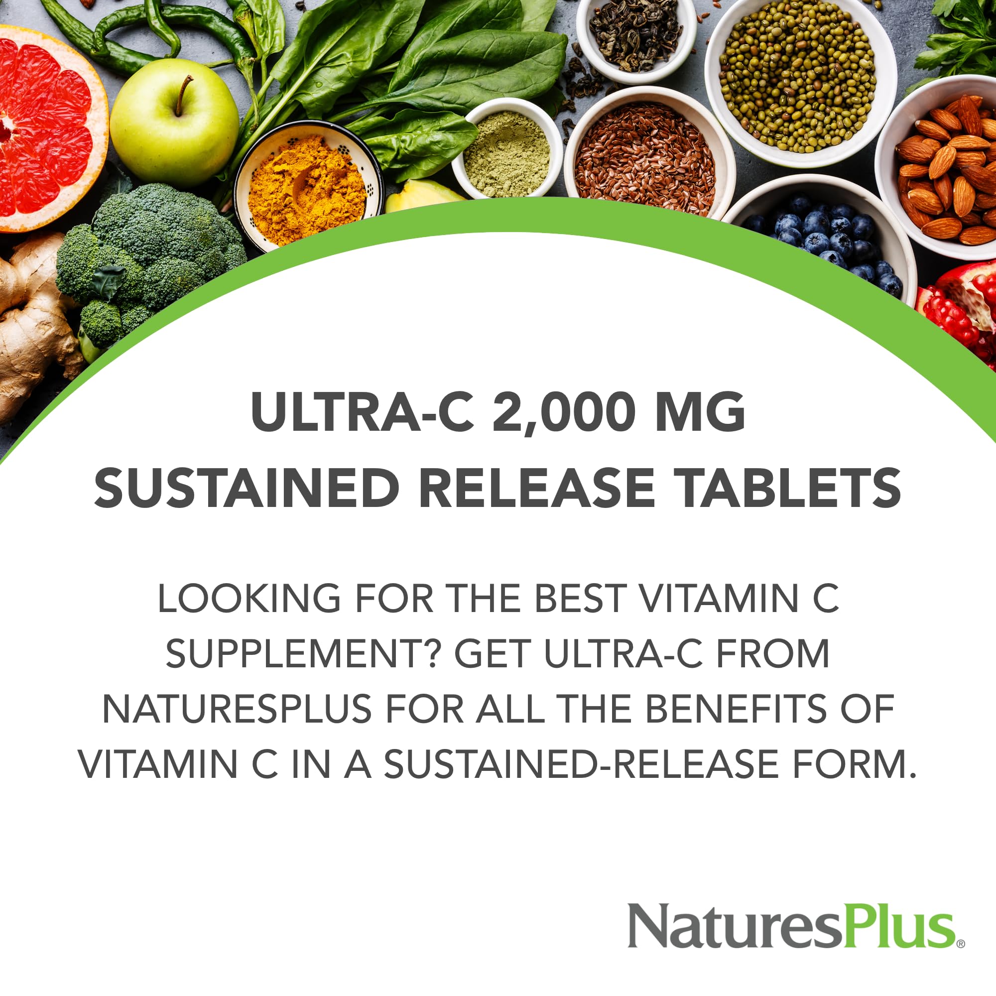 Graphic showing sustained-release 2000 mg Vitamin C delivery
