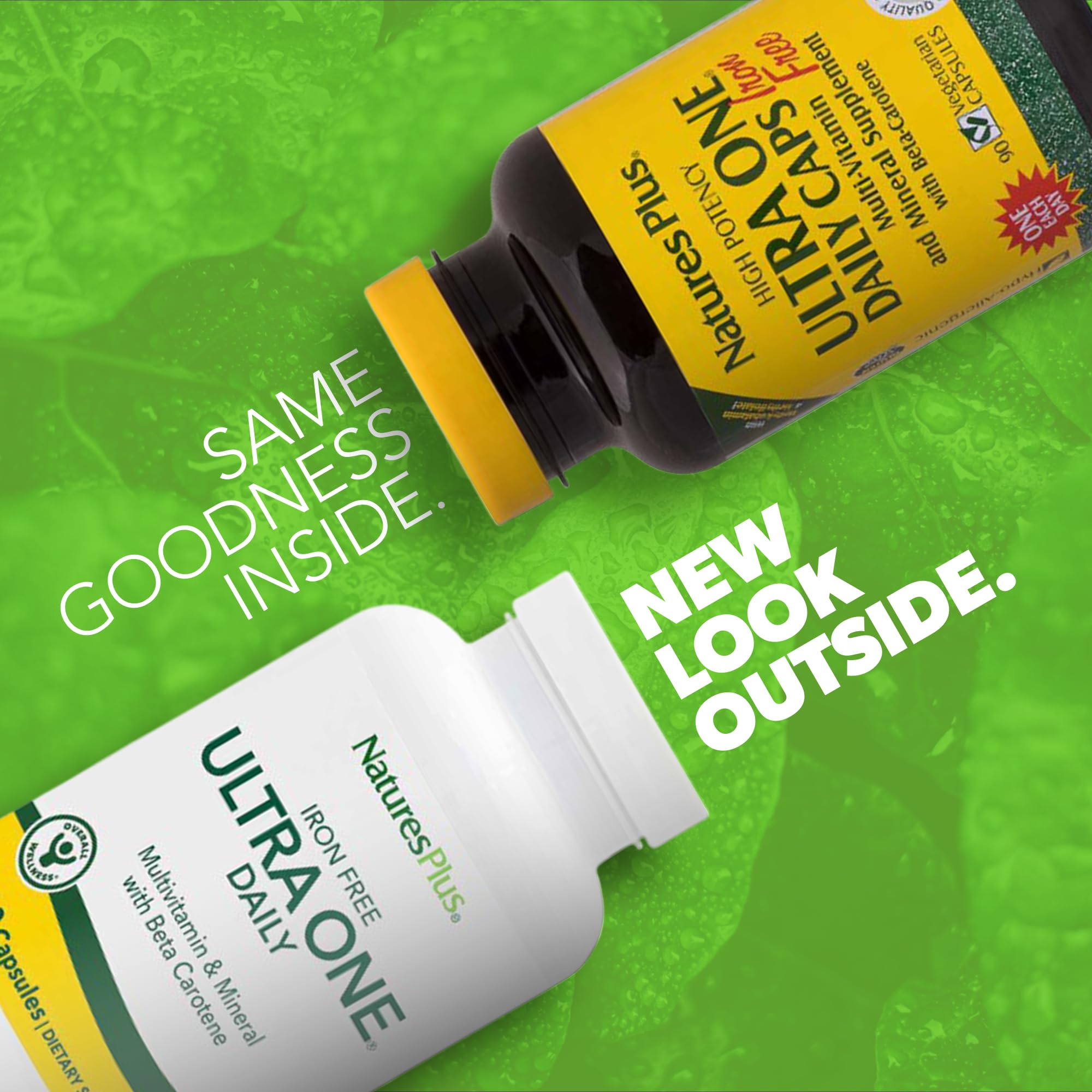 Packaging transition showing old and new bottle designs