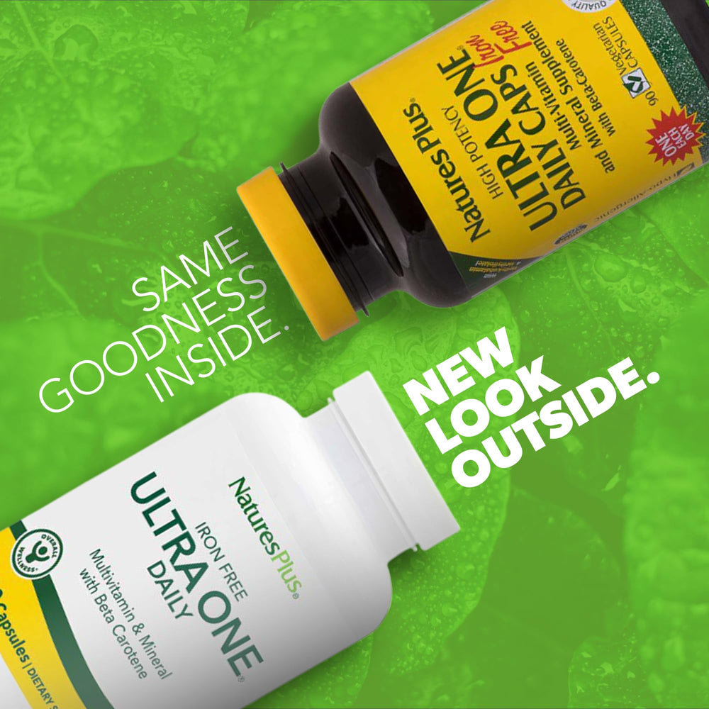 Packaging transition showing old and new bottle designs