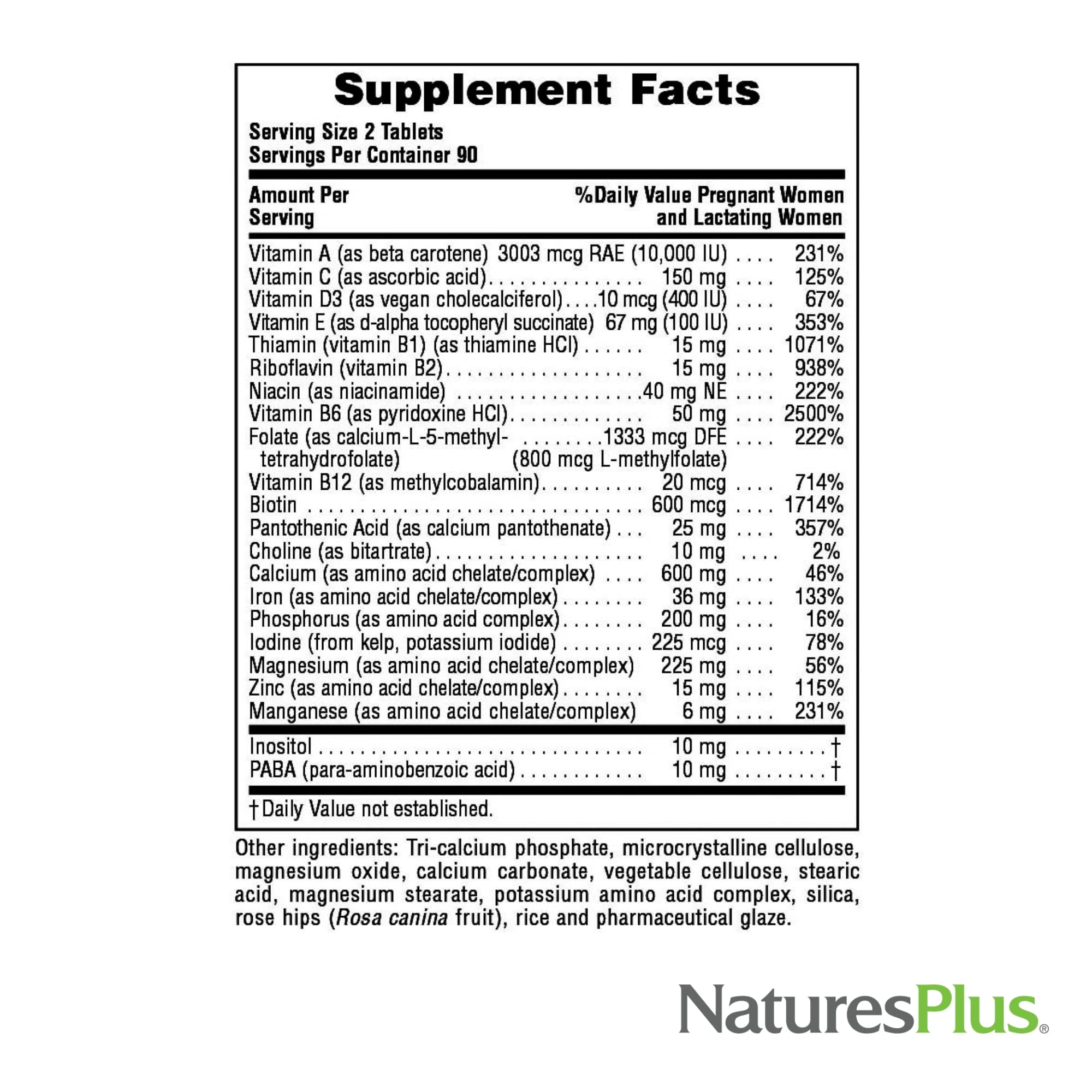 NaturesPlus Ultra Prenatal gluten-free label signals allergen-conscious prenatal support.