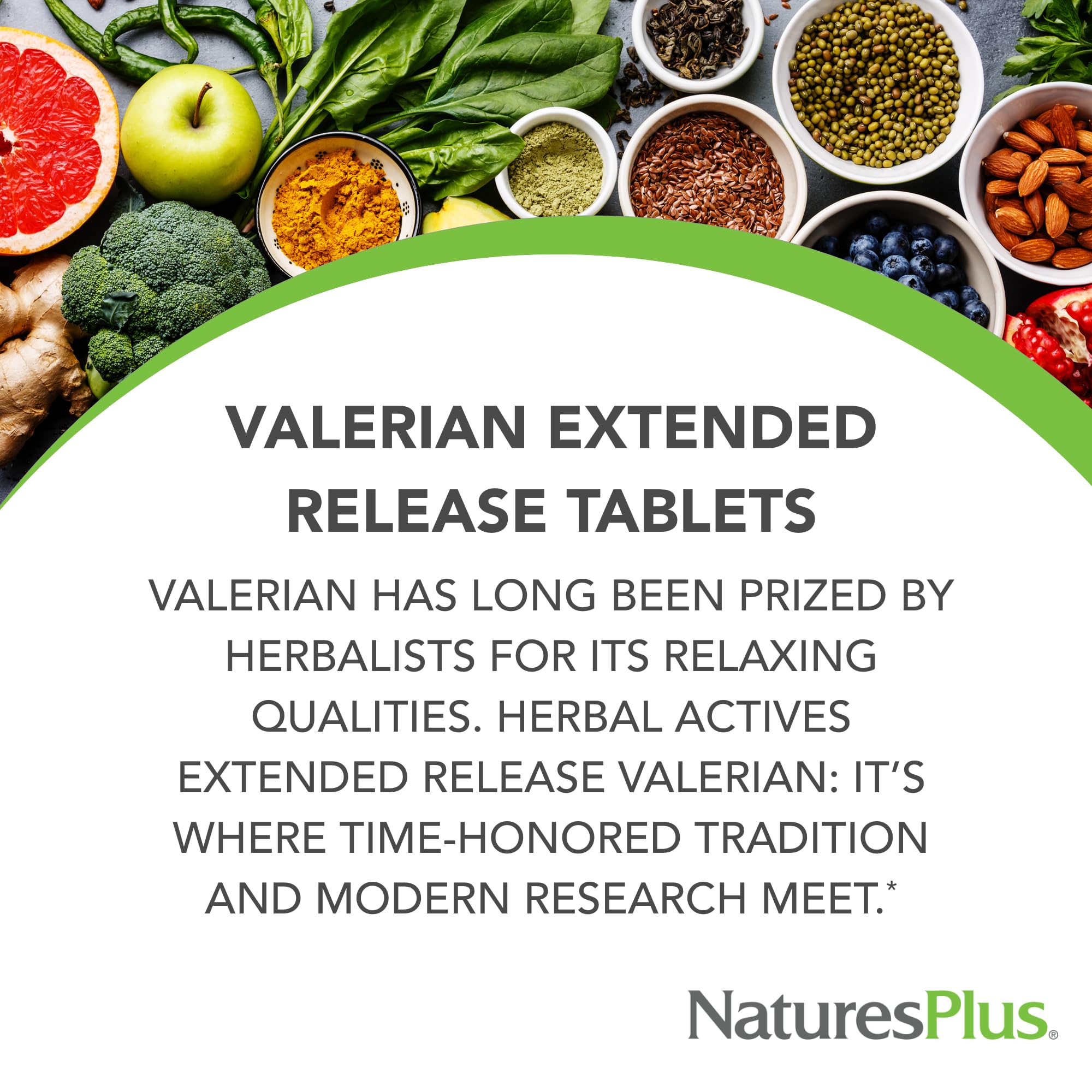 Close-up of Valerian 600mg extended-release tablets
