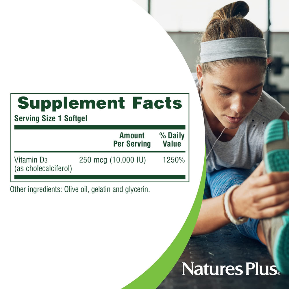 Ingredients and supplement facts for Vitamin D3 10,000 IU