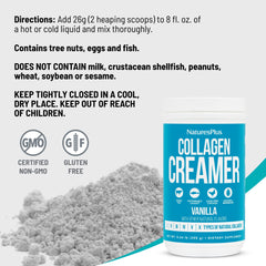 NaturesPlus Collagen Creamer Vanilla nutrition facts panel