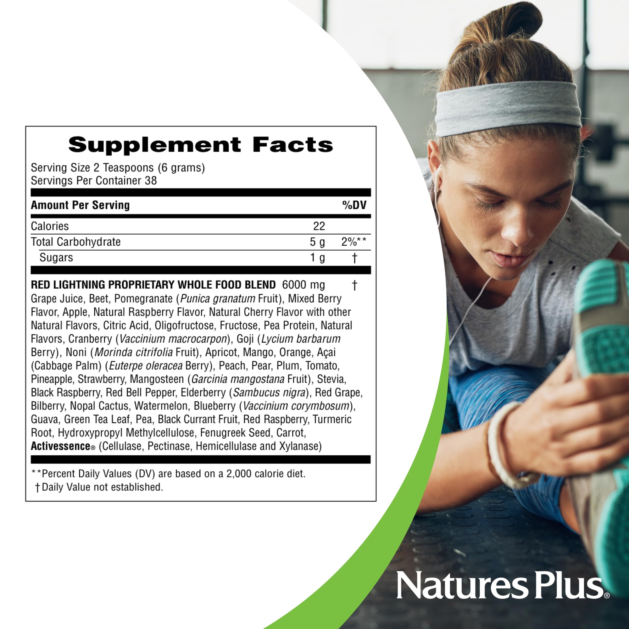 Ingredients for NaturesPlus Red Lightning Energy Drink Powder, Mixed Berry