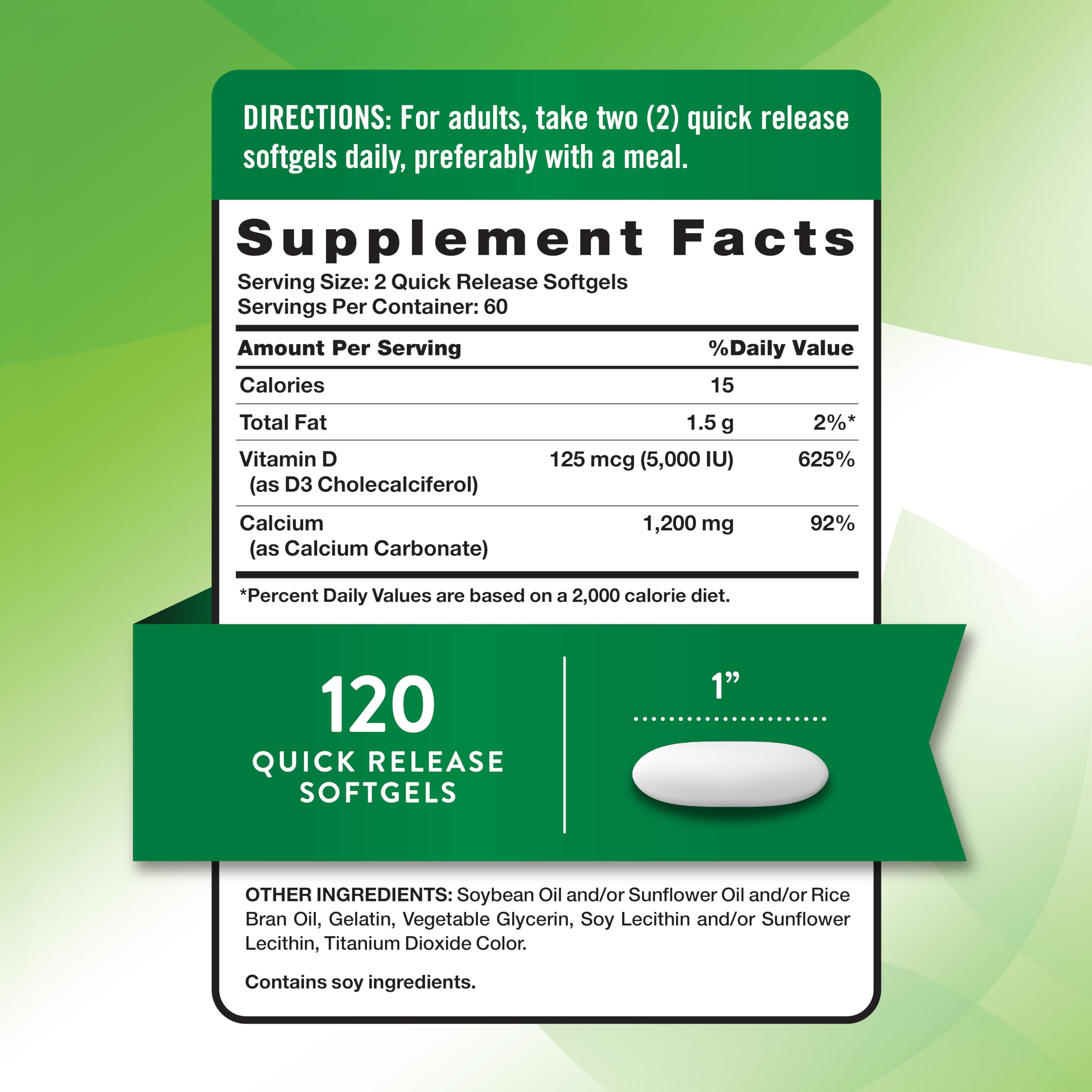 Close-up of calcium carbonate softgels in a bottle