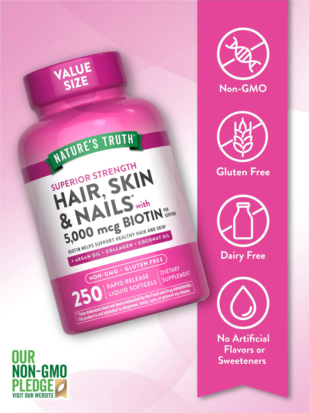 Biotin 5000 mcg supplement label and ingredients