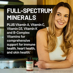 Label highlighting organic fruits and vegetables (strawberry, kale, broccoli)