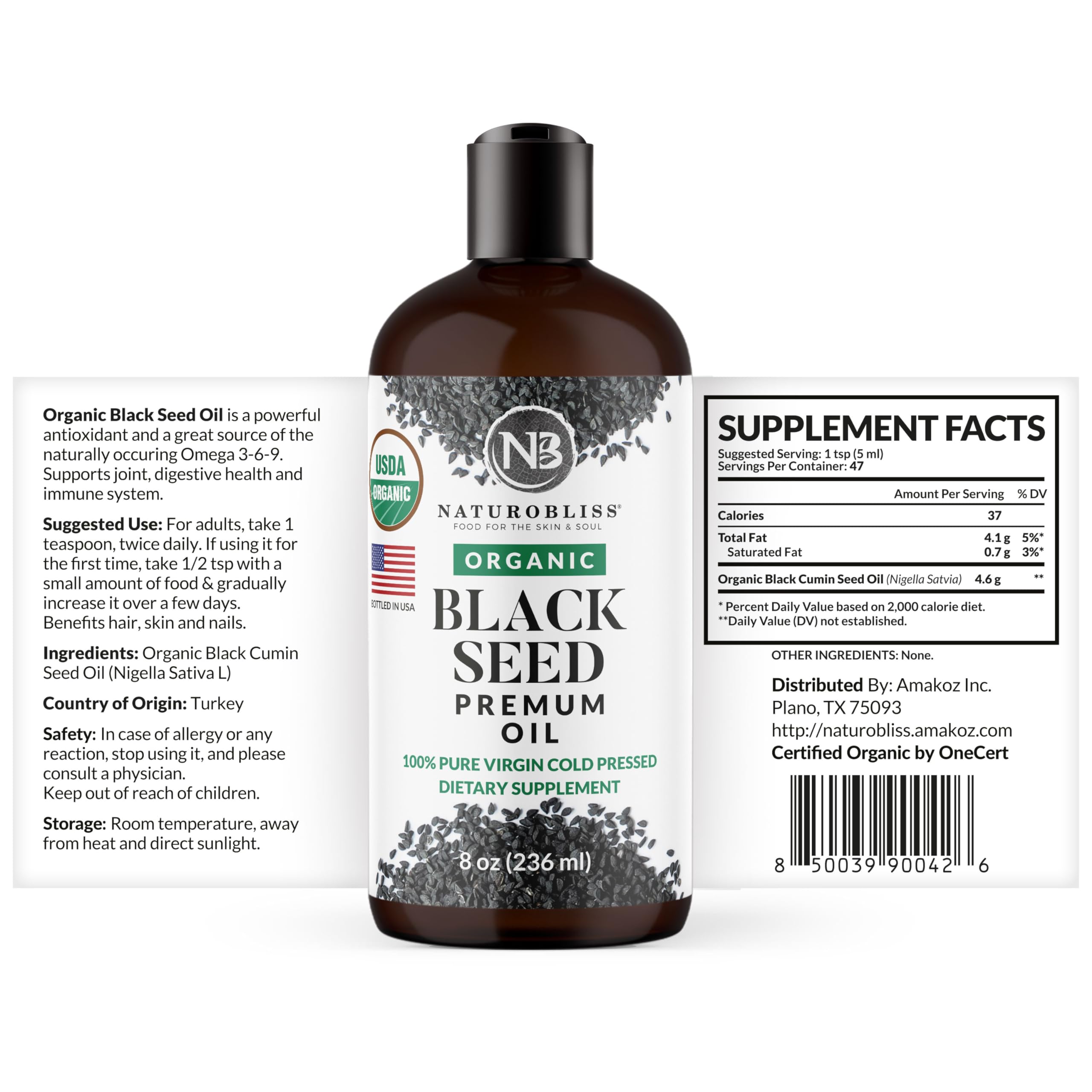 Bottle with dropper for NaturoBliss black seed oil