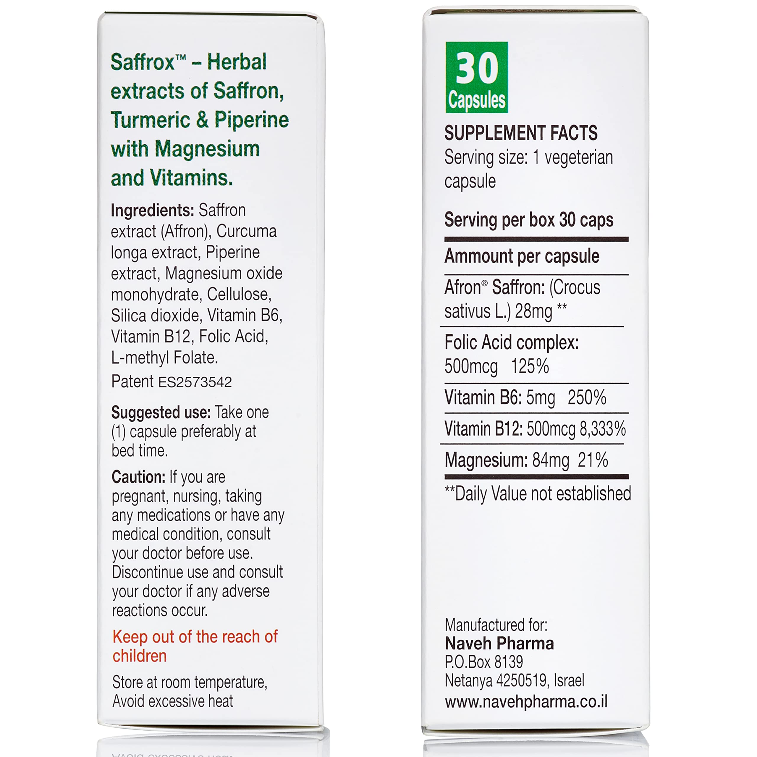 One month supply of Saffrox with 30 capsules