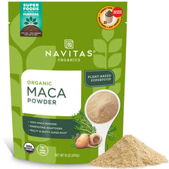 Front view of Navitas Organics Maca Powder 16oz 2-pack