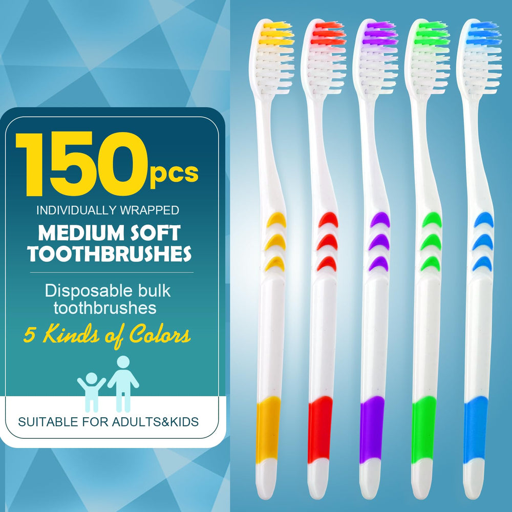 Assorted color disposable toothbrushes with soft bristles