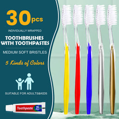 Individually wrapped travel toothbrush with 5g toothpaste