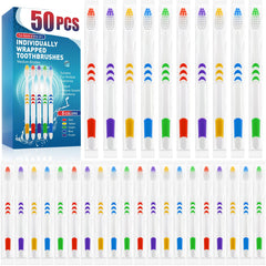Navona 50 PCS disposable toothbrush pack – individually wrapped, assorted colors