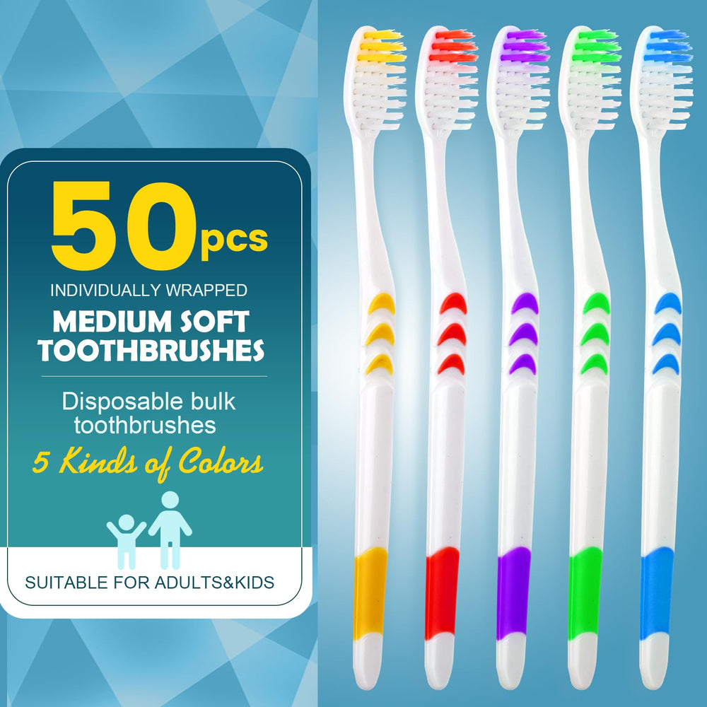 Close-up of Navona disposable toothbrush with soft bristles