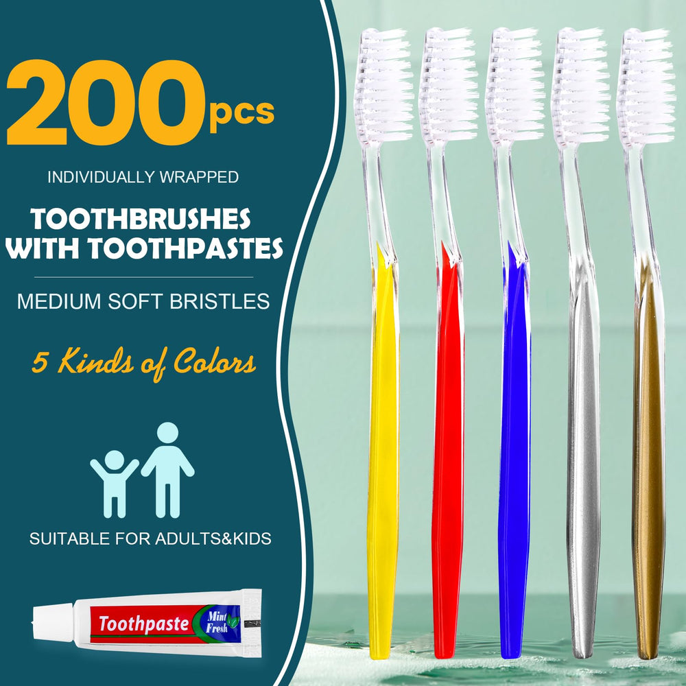 Disposable toothbrush with ergonomic 7.4 inch handle and soft bristles