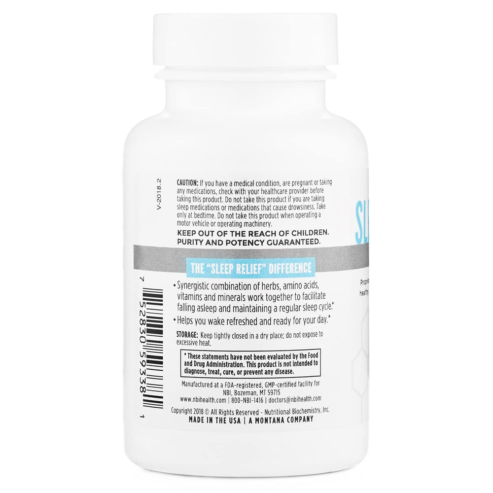 Packaging and 60-count label for Sleep Relief