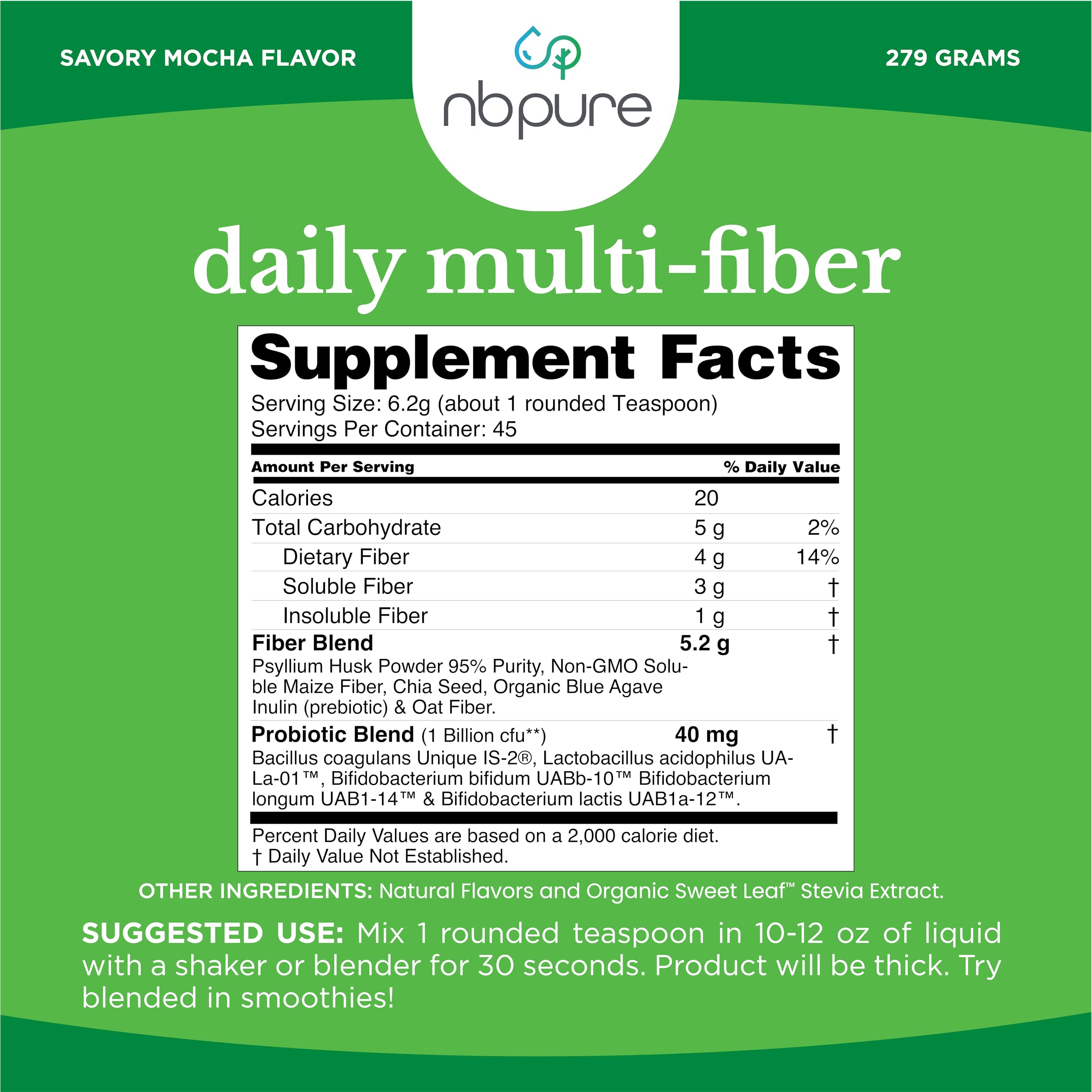 nbpure Daily Fiber Powder packaging with scoop