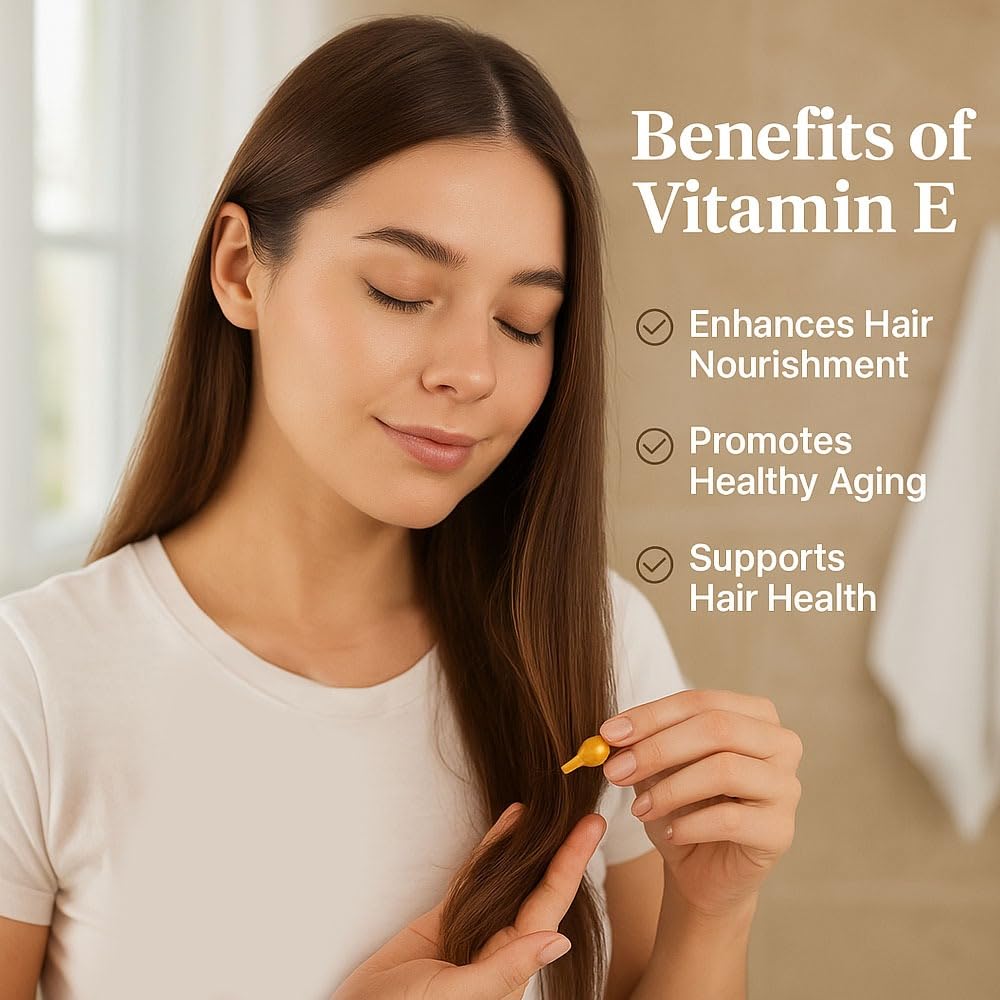 Skin texture and radiant glow from Vitamin E oil capsules