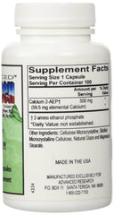 NCI Advanced Research Dr Hans Nieper 2AEP Calcium Capsules bottle - back/label view