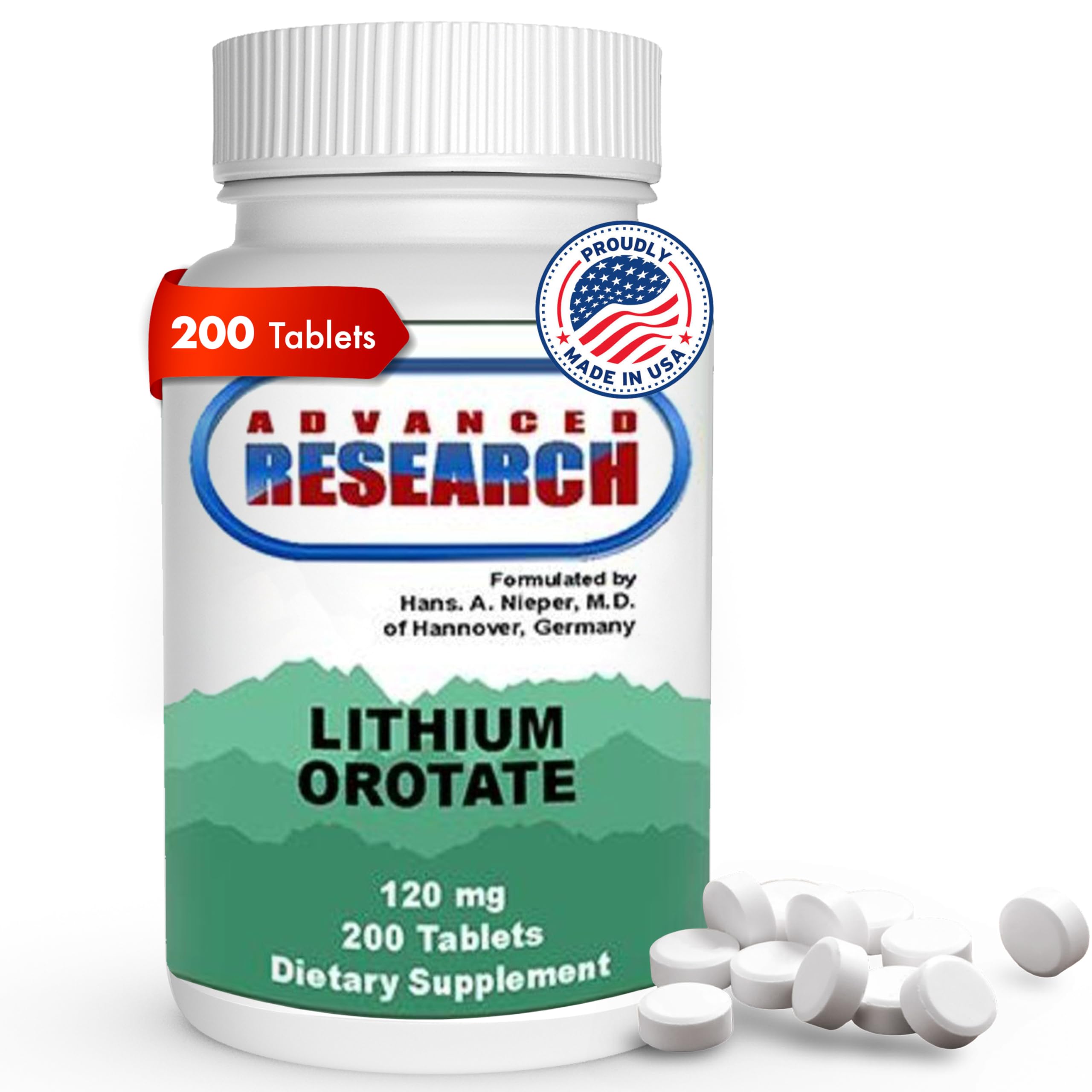 NCI lithium orotate 5mg 200-count bottle product image