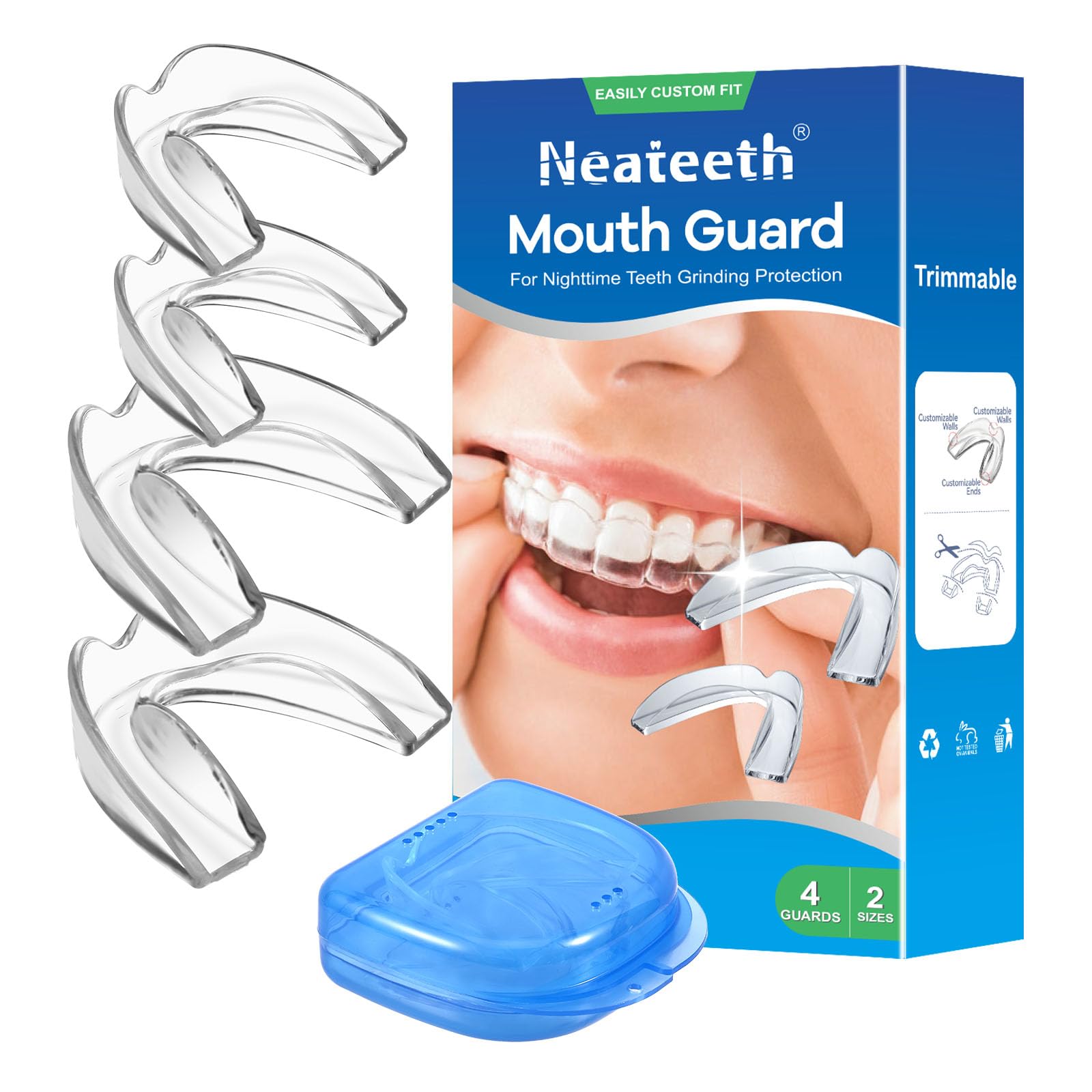 Neateeth night guard pack of 4 for teeth grinding with two sizes