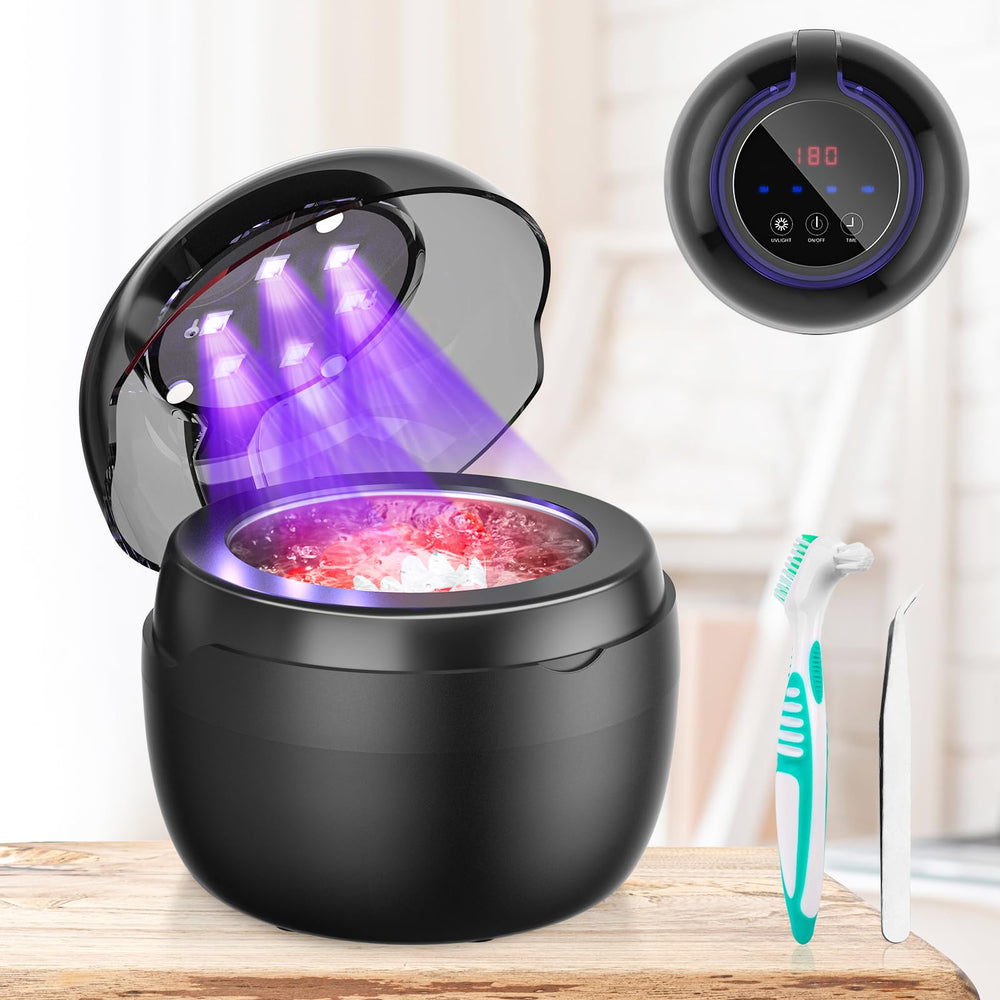 Includes cleaning for dentures aligners night guards braces and jewelry