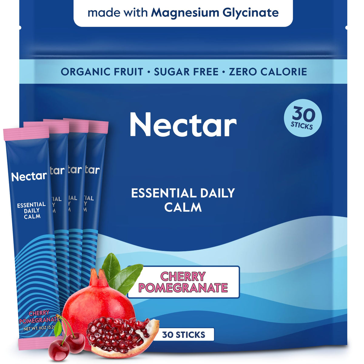 Nectar Calm cherry pomegranate magnesium glycinate drink mix packaging