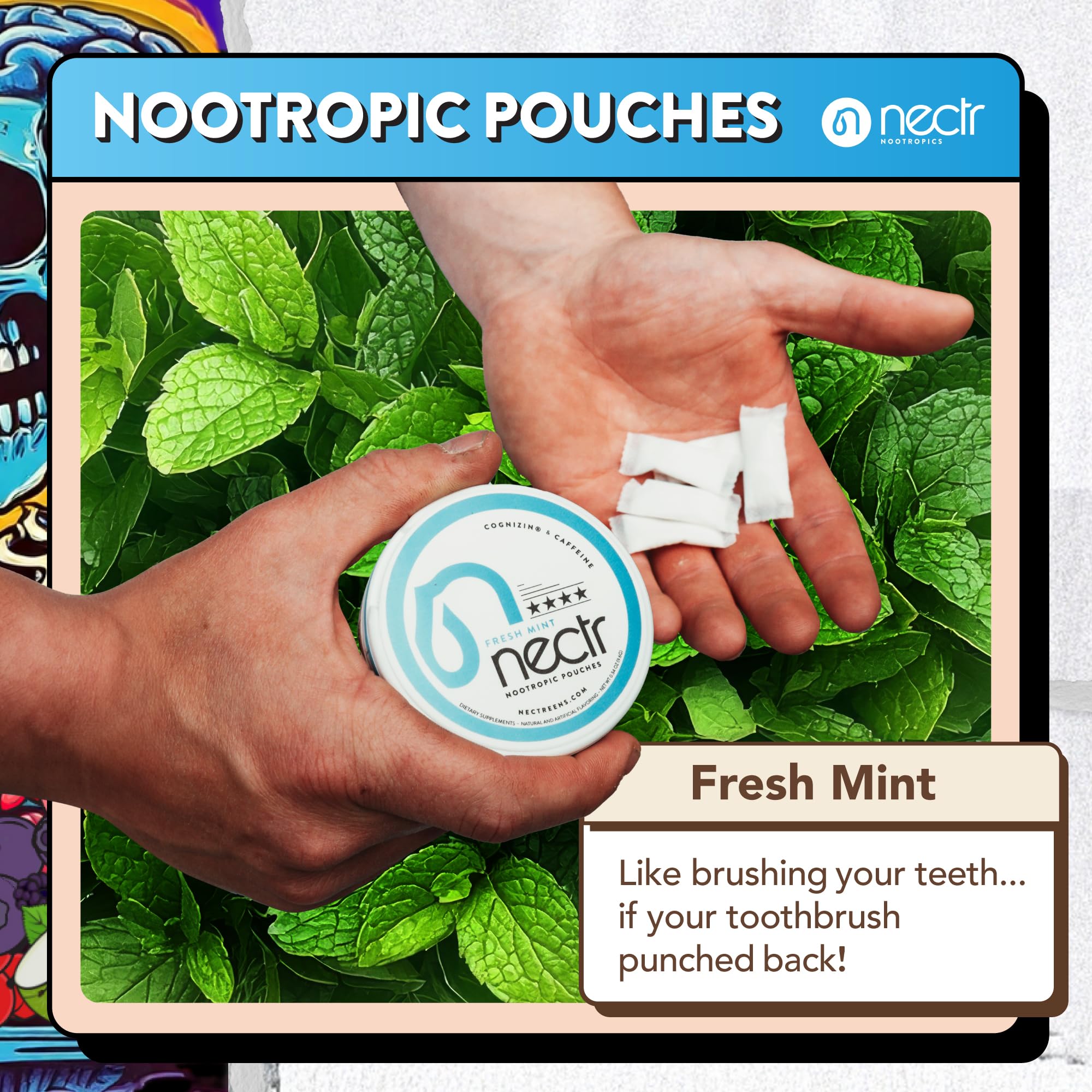 Nectr Energy Pouches Glacial Green pack shows refreshing flavor