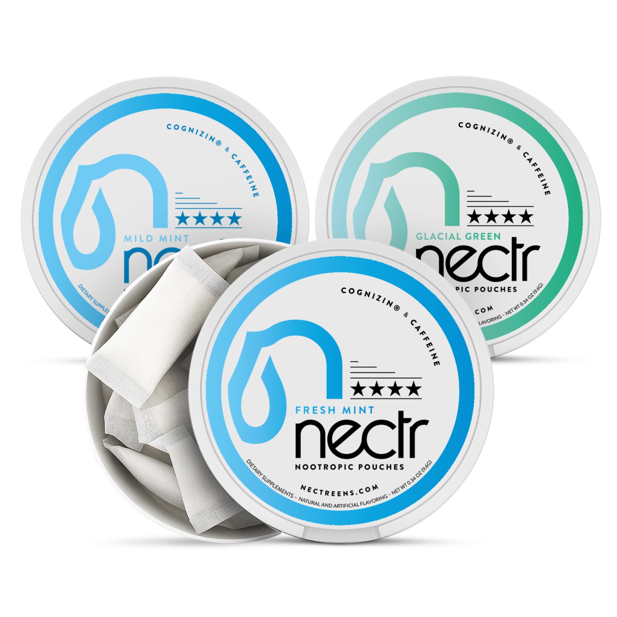 Nectr Energy Pouches Mint Mix pack shot for focused energy