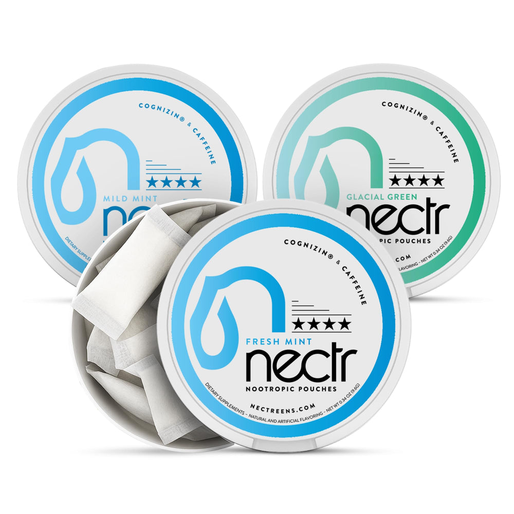 Nectr Energy Pouches Mint Mix pack shot for focused energy