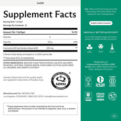 Close-up of CoQ10 ubiquinol 200mg softgels capsule