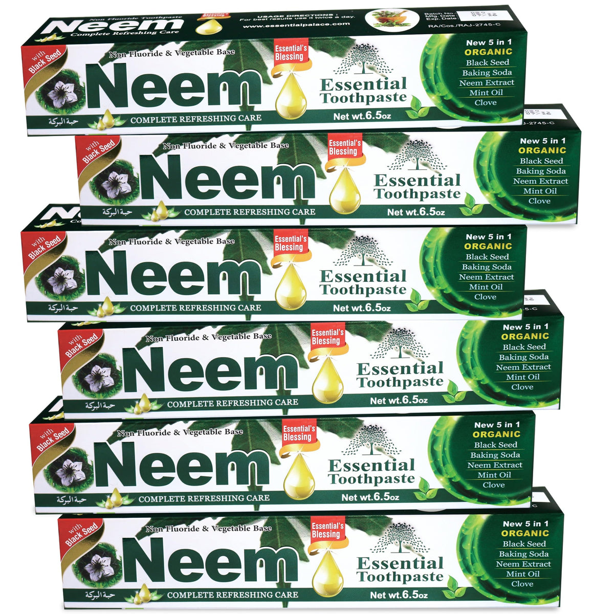 Neem Essential Toothpaste 6-pack with 5-in-1 formula