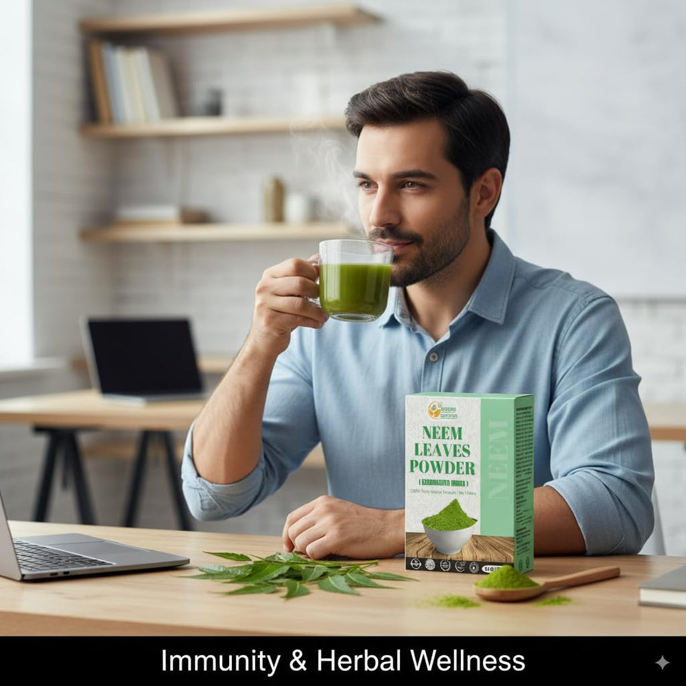 Neem powder showing no additives or preservatives