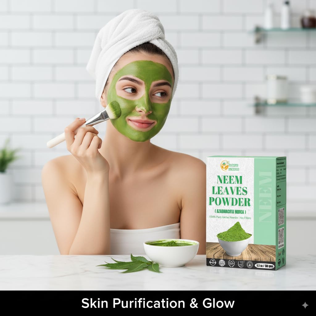 Close-up of finely ground neem leaves