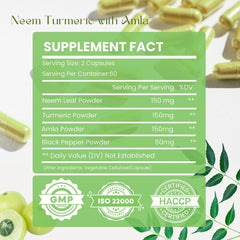 Neem Turmeric Capsules bottle side view
