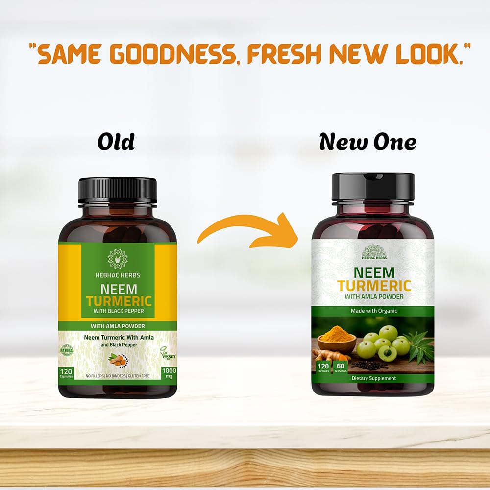 Ingredients: Organic Neem, Turmeric and Amla with Black Pepper Extract